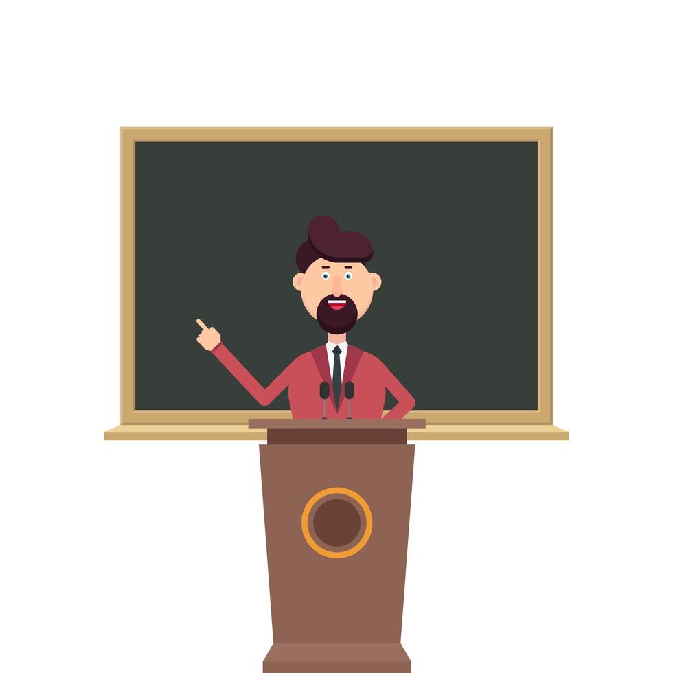 University teacher standing at the podium tribune vector