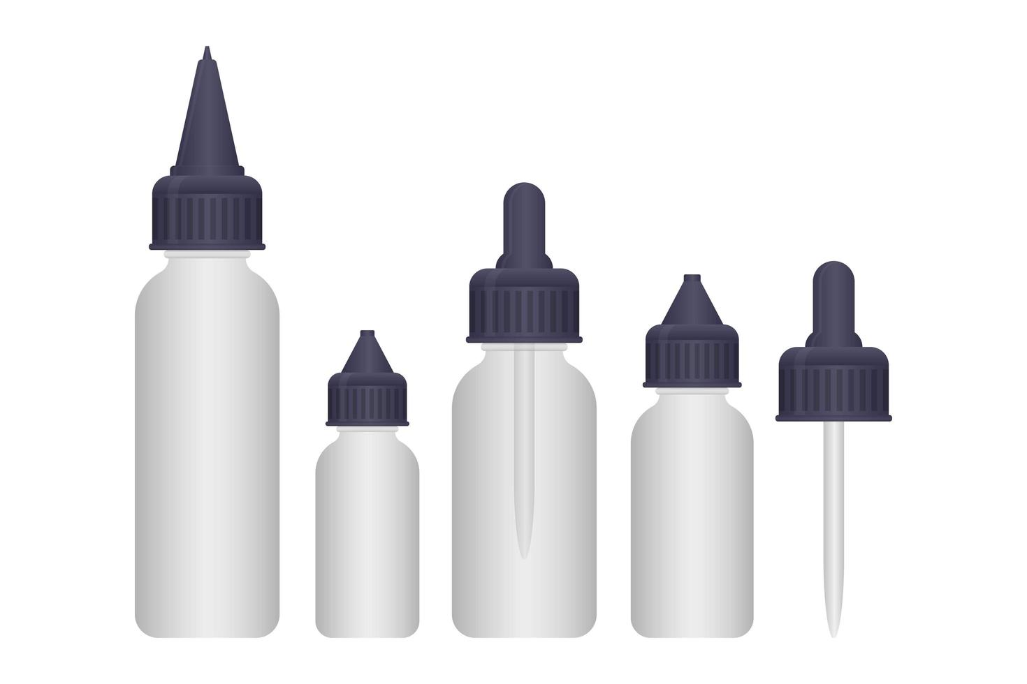 Dropper or vape bottle set on white vector