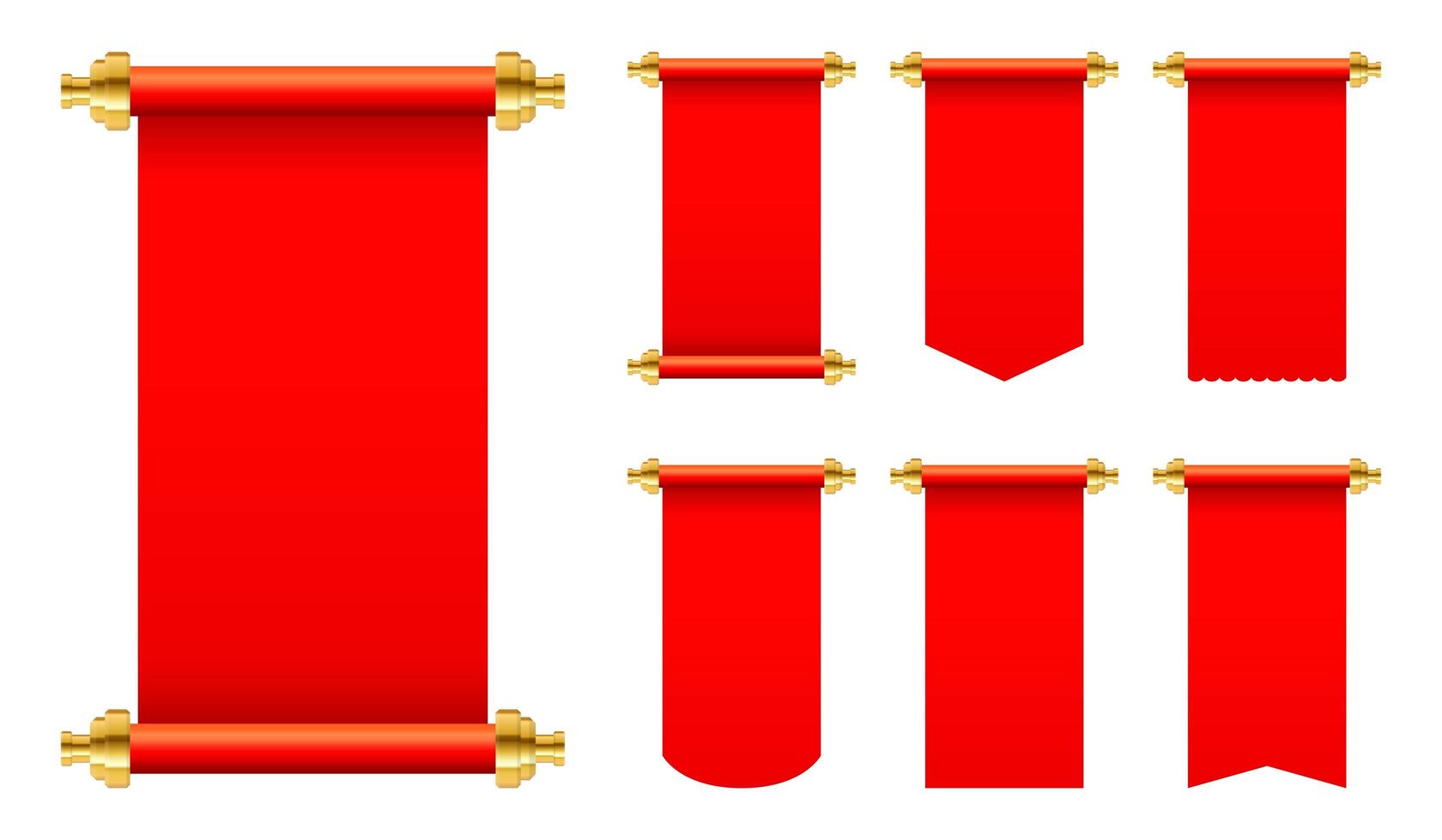 Red paper scroll set isolated  vector