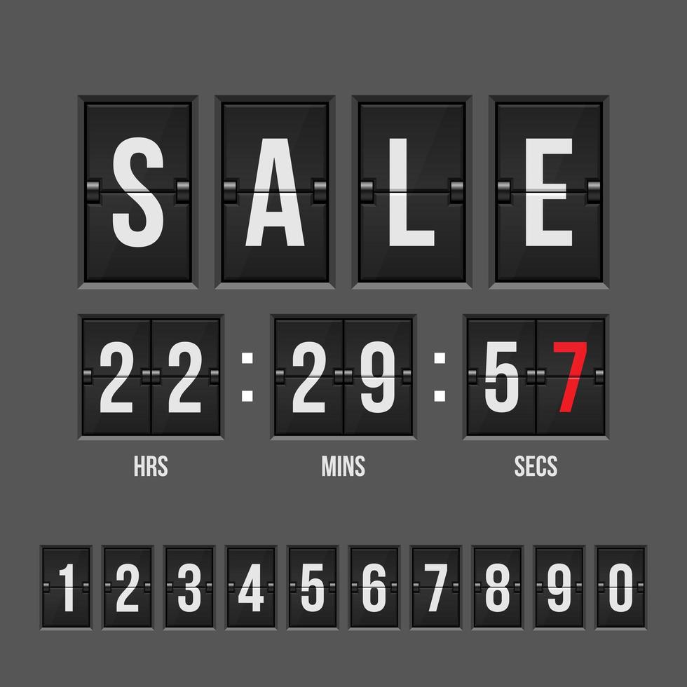Sale and countdown timer with numbers vector