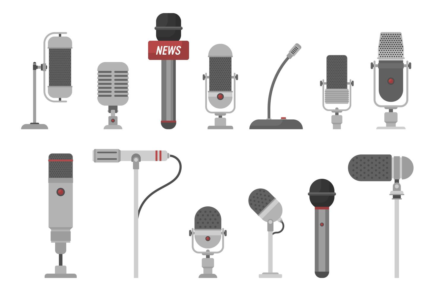 Set of different microphones vector