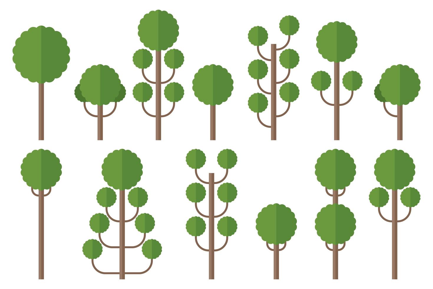 Set of green flat trees  vector