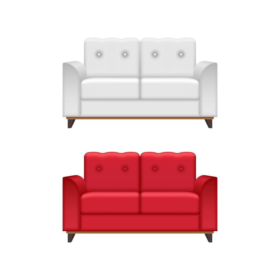 Red and white sofa isolated  vector