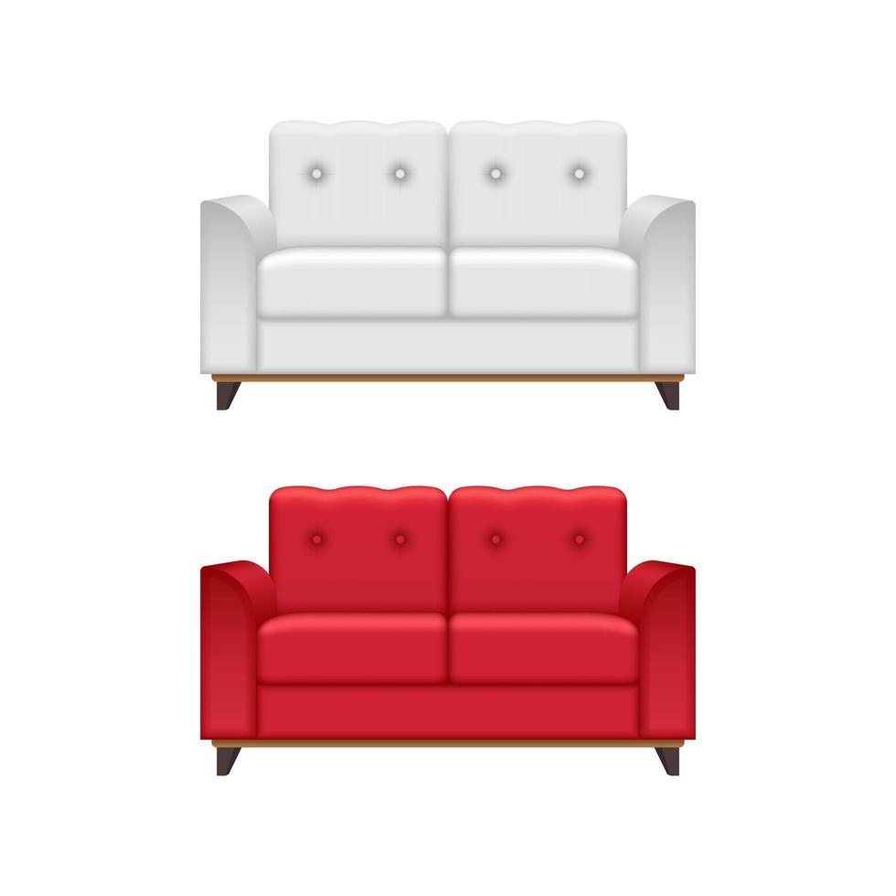 Red and white sofa isolated  vector