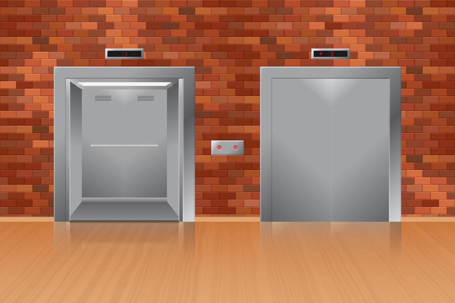 Opened and closed elevators vector