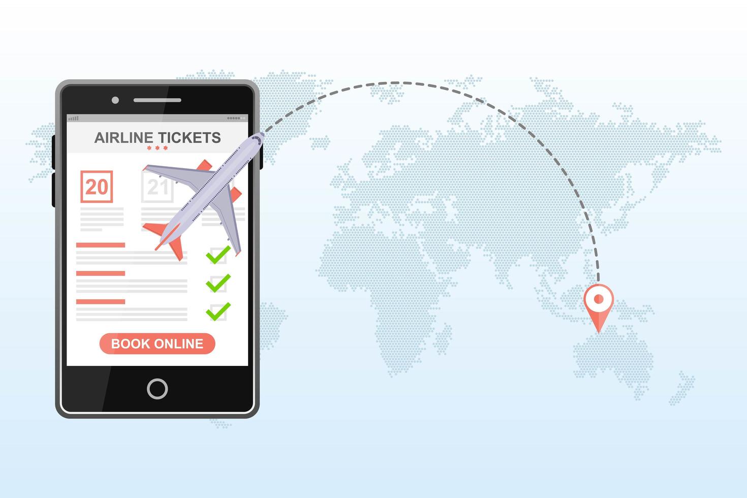 Booking flight on a mobile app  vector