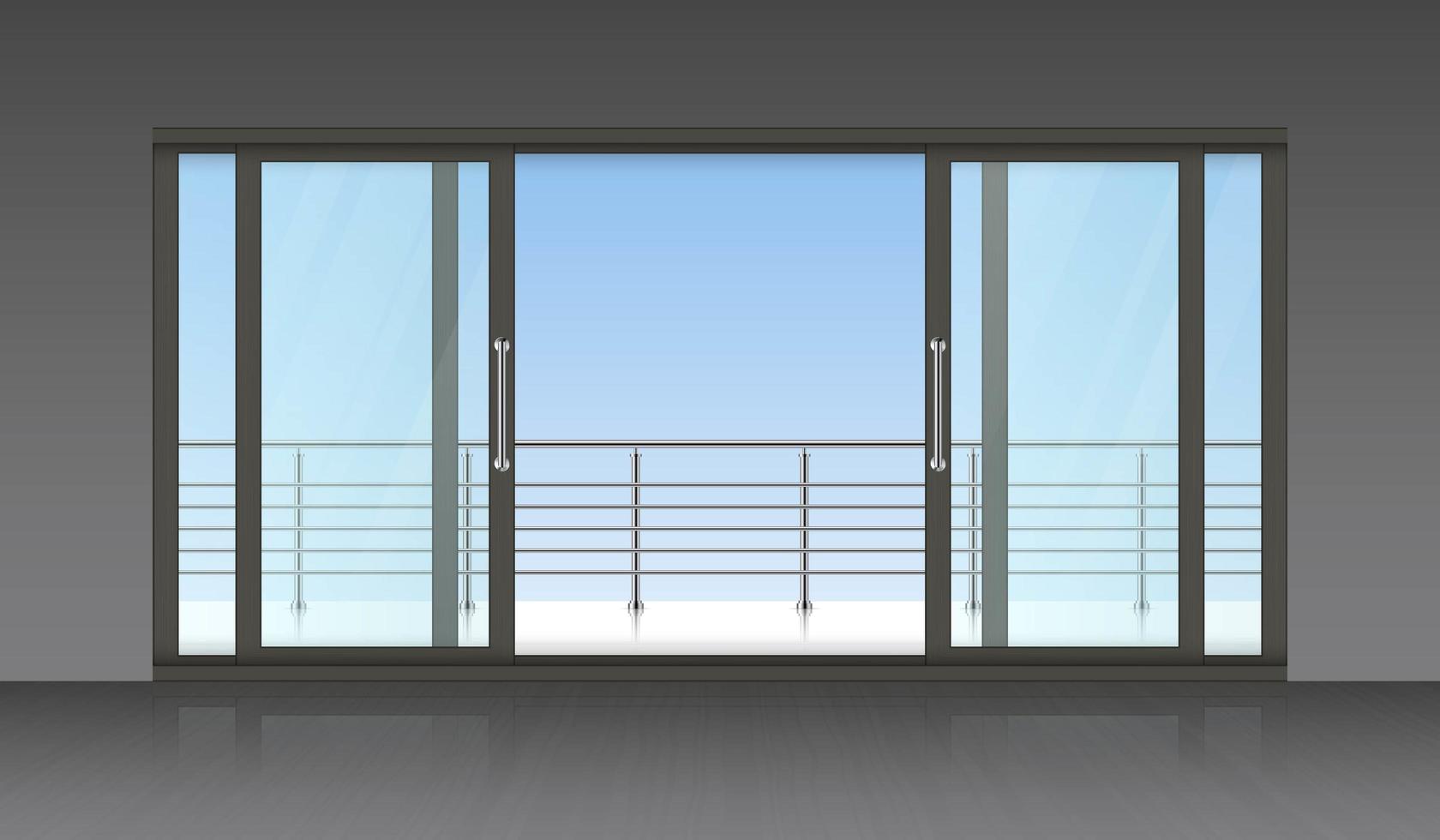 Sliding exterior door and terrace  vector