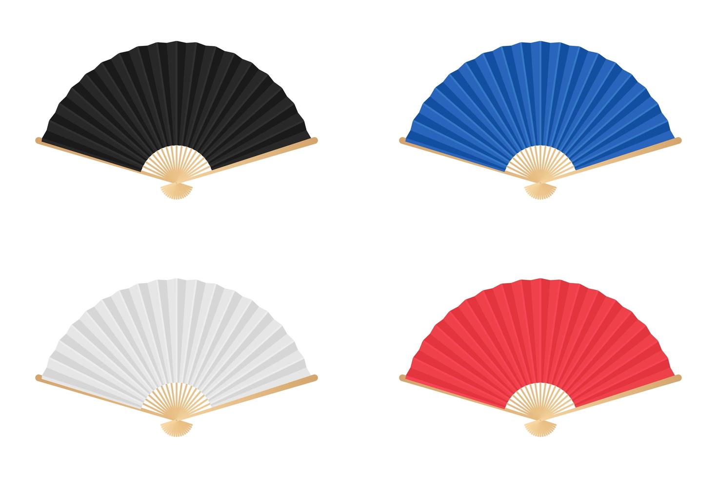 Colored folding fan set vector