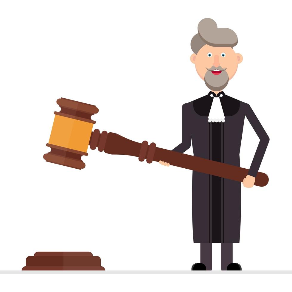 Judge character holding a gavel in his hands  vector