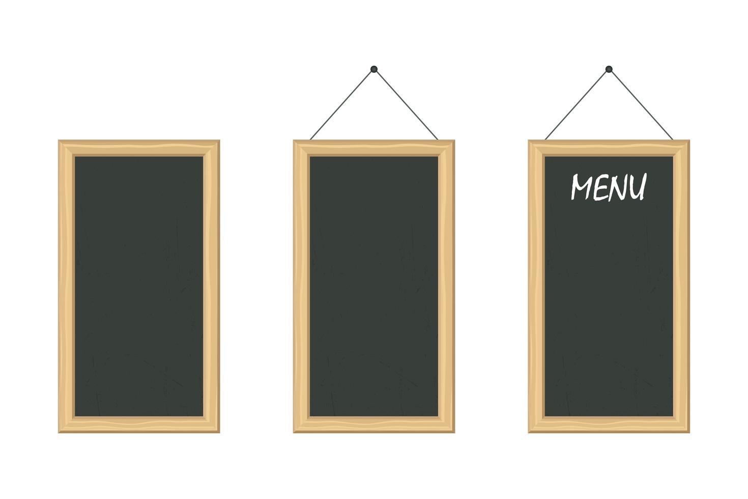 Menu chalkboards with wooden frame vector