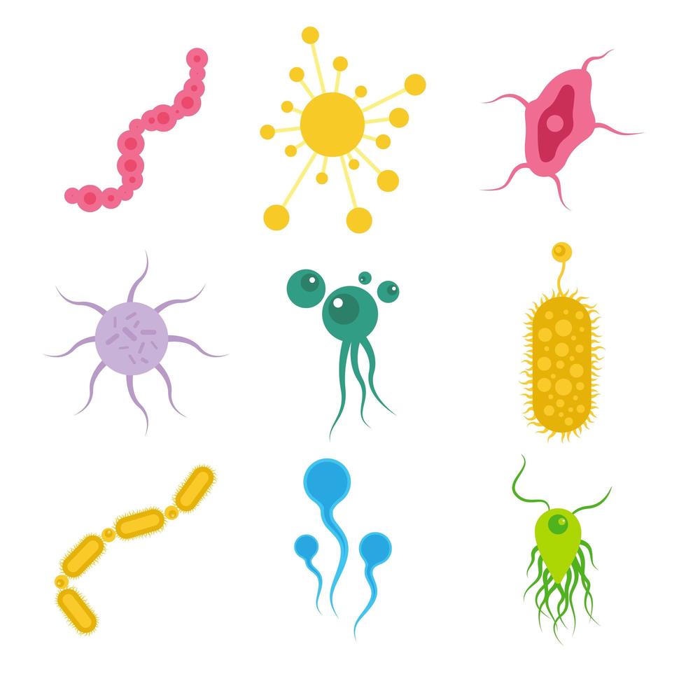 Microscopic microorganisms set  vector