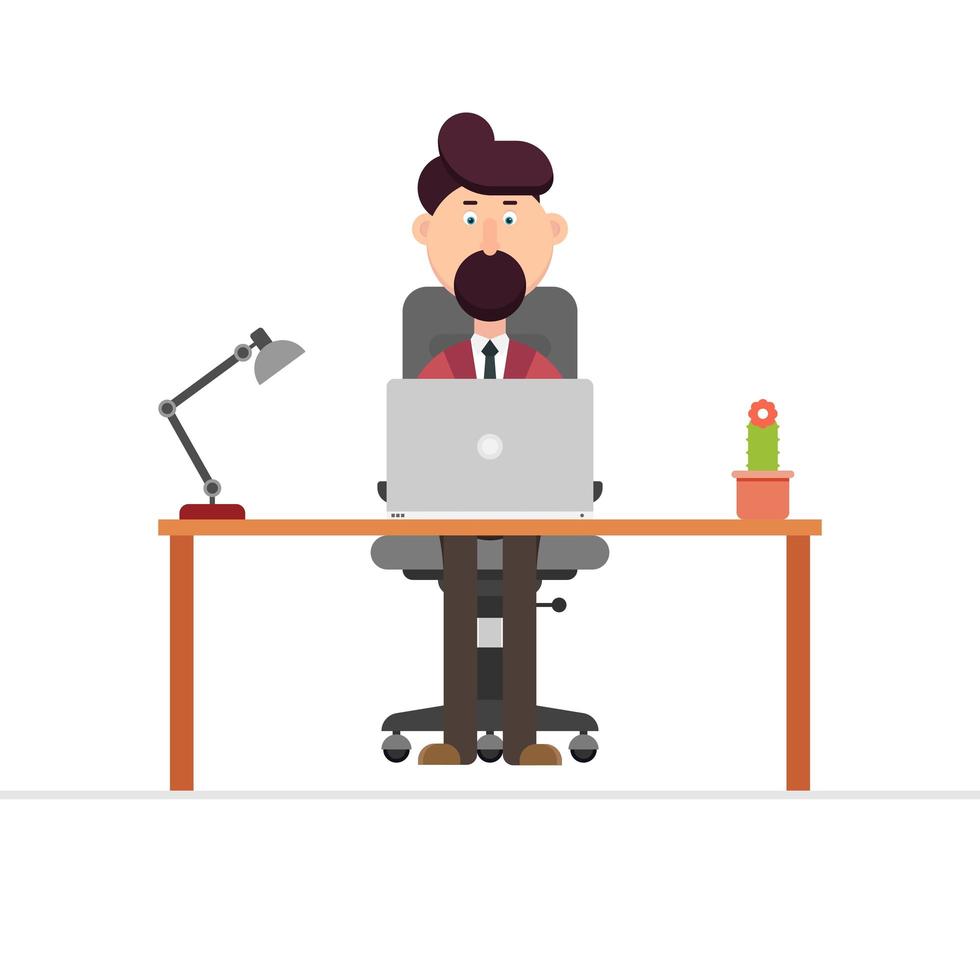 Businessman working at desk  vector