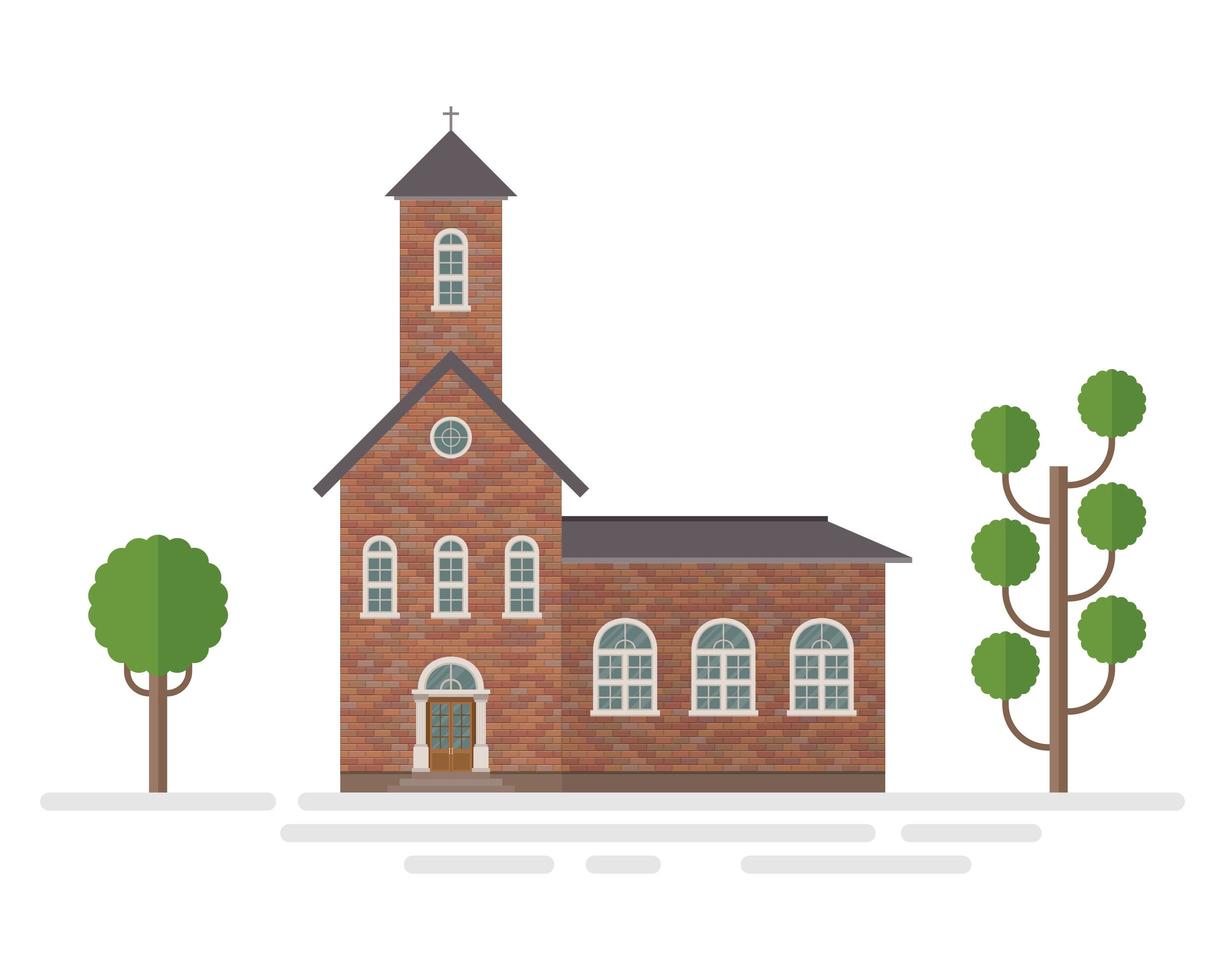 Church building and trees vector