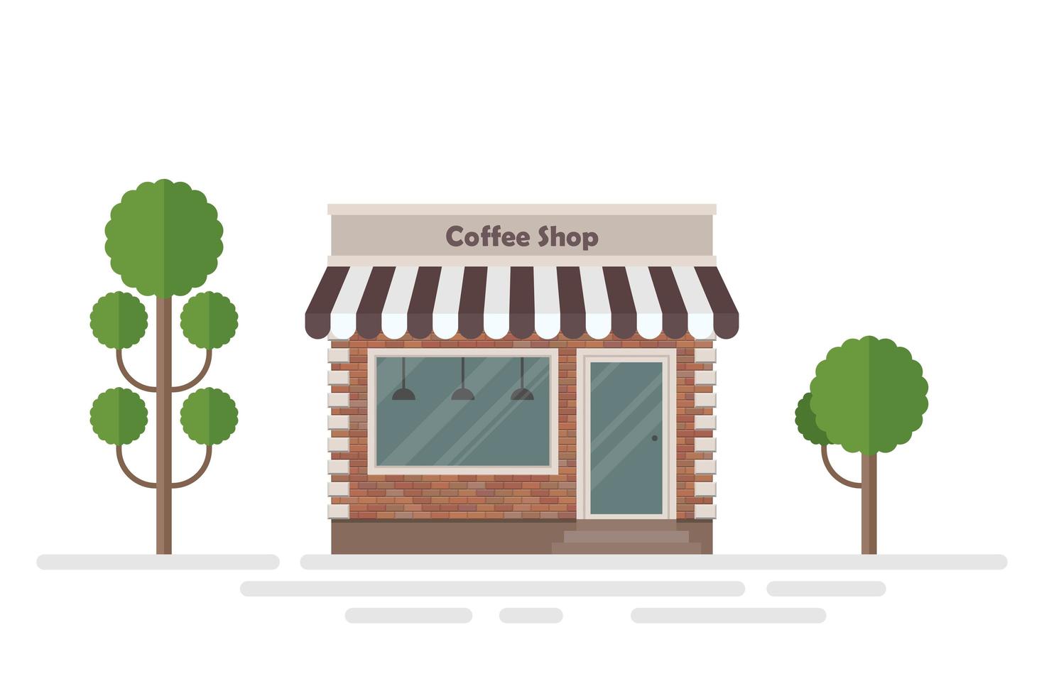 Coffee shop building and trees  vector