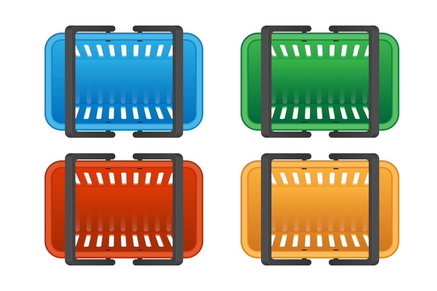 Colored grocery baskets top view  vector