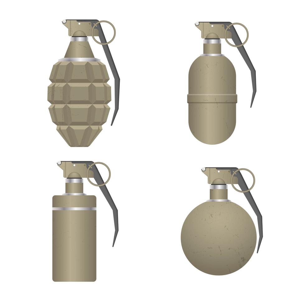 Set of realistic hand grenades vector