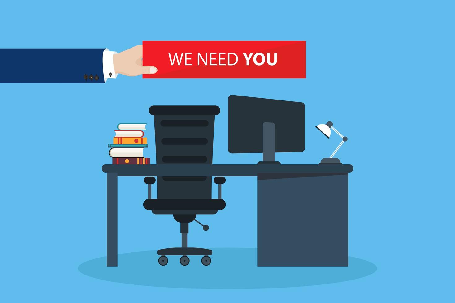 Hand holding we need you sign in office vector