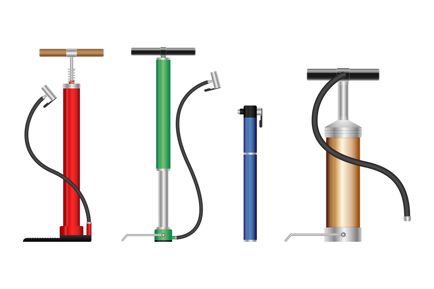 Colorful air pump set  vector