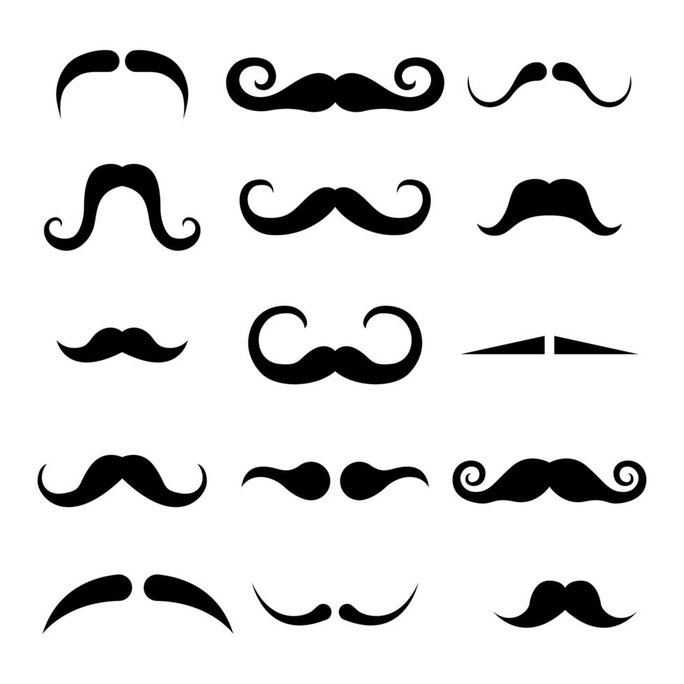 conjunto de bigotes negros aislado vector