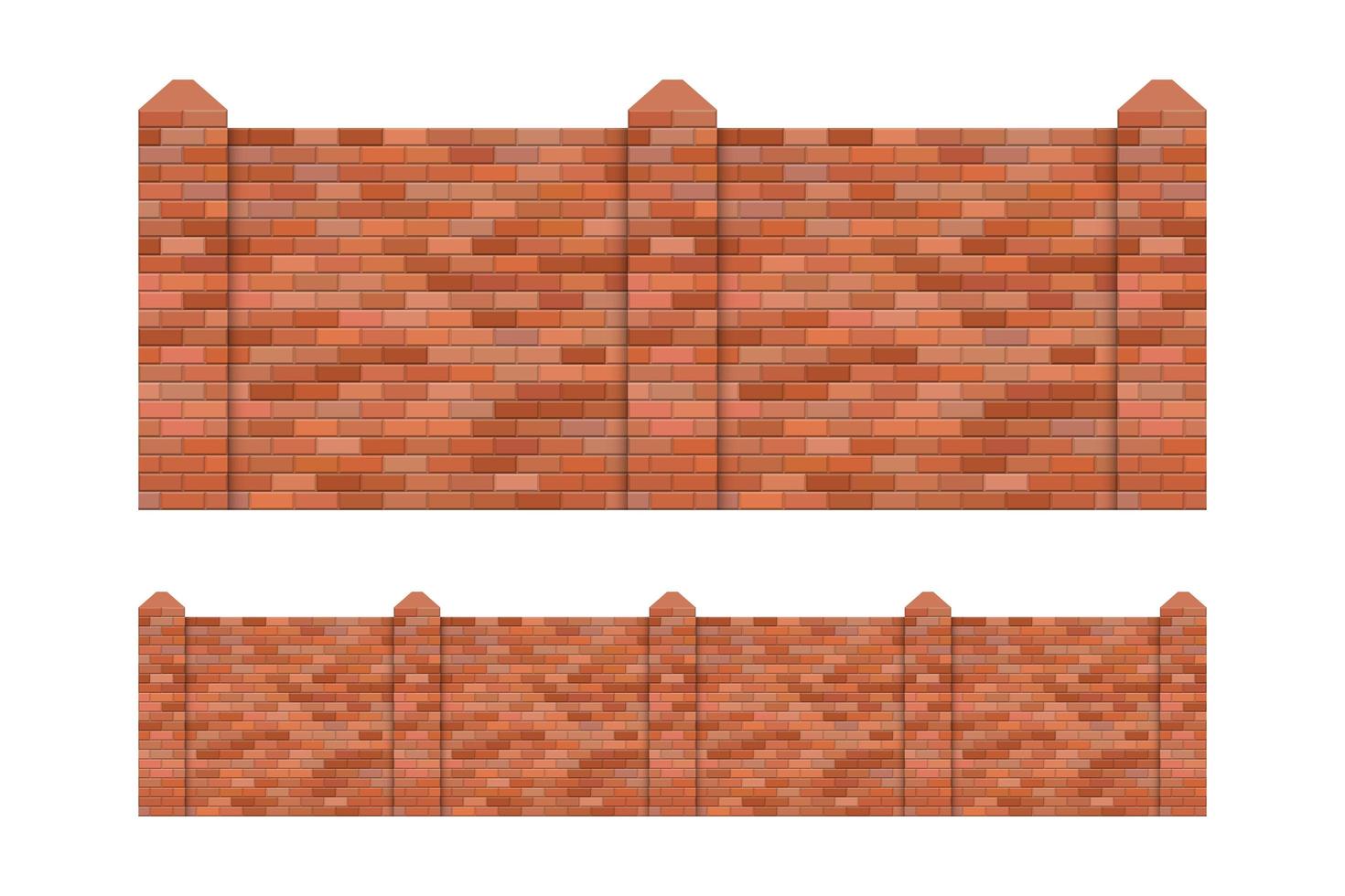 Brick fence set isolated  vector