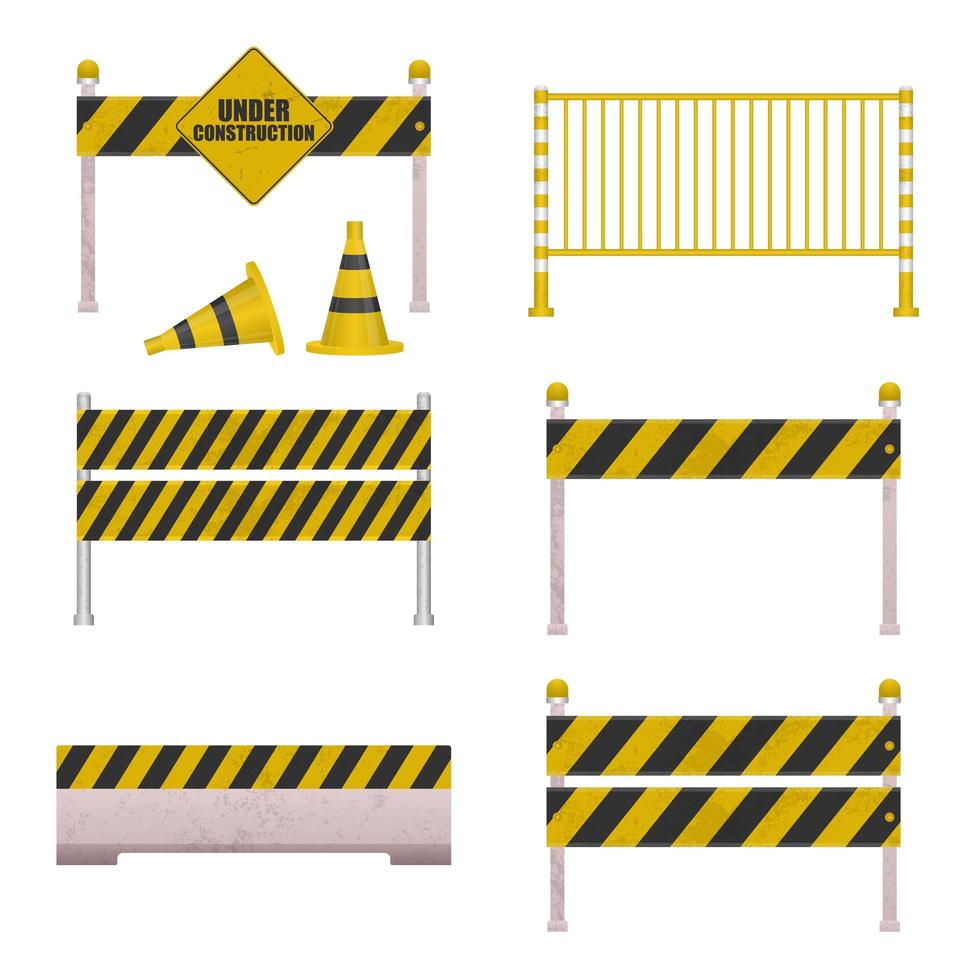Street under construction barriers vector