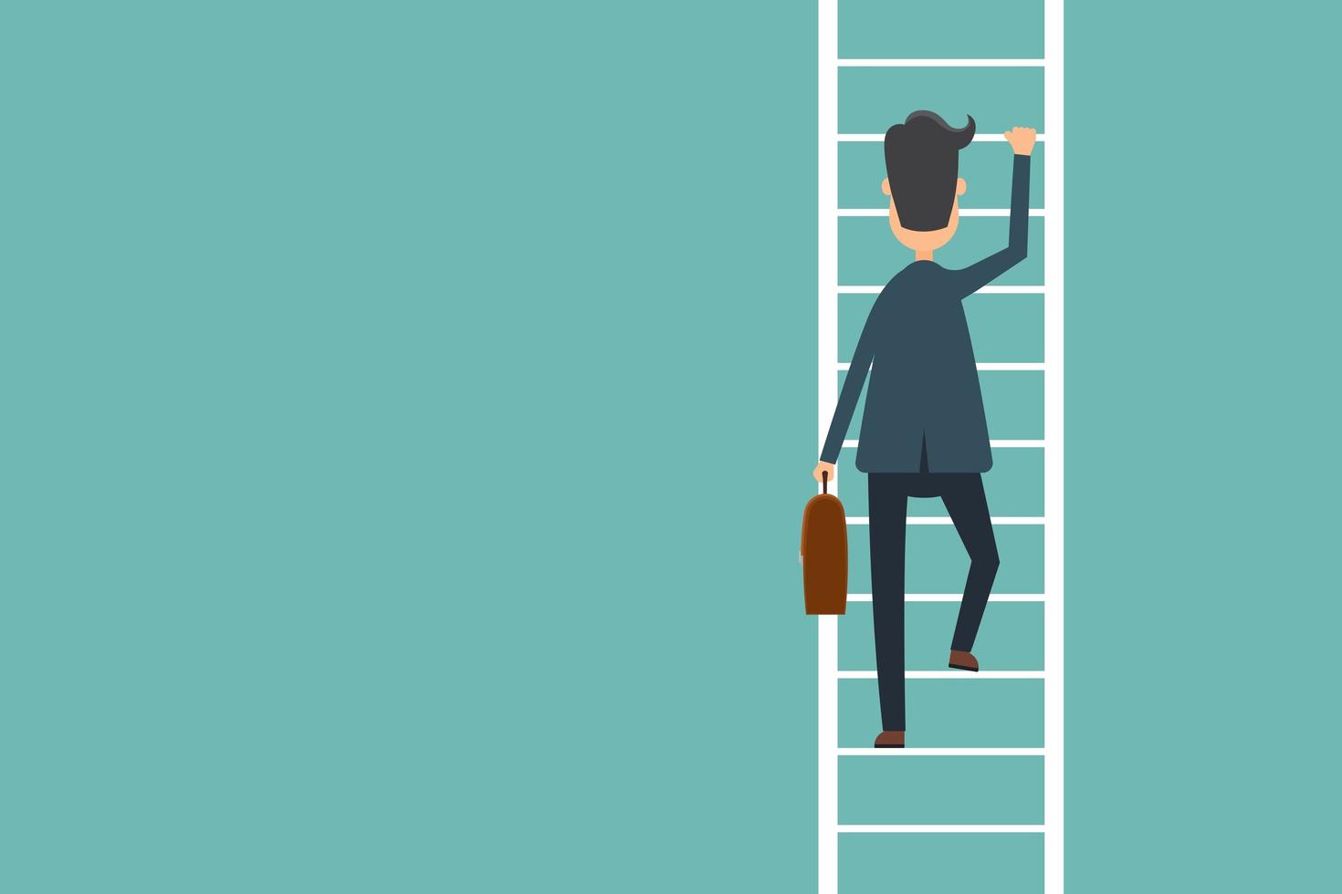 Business man climbing ladder to success vector