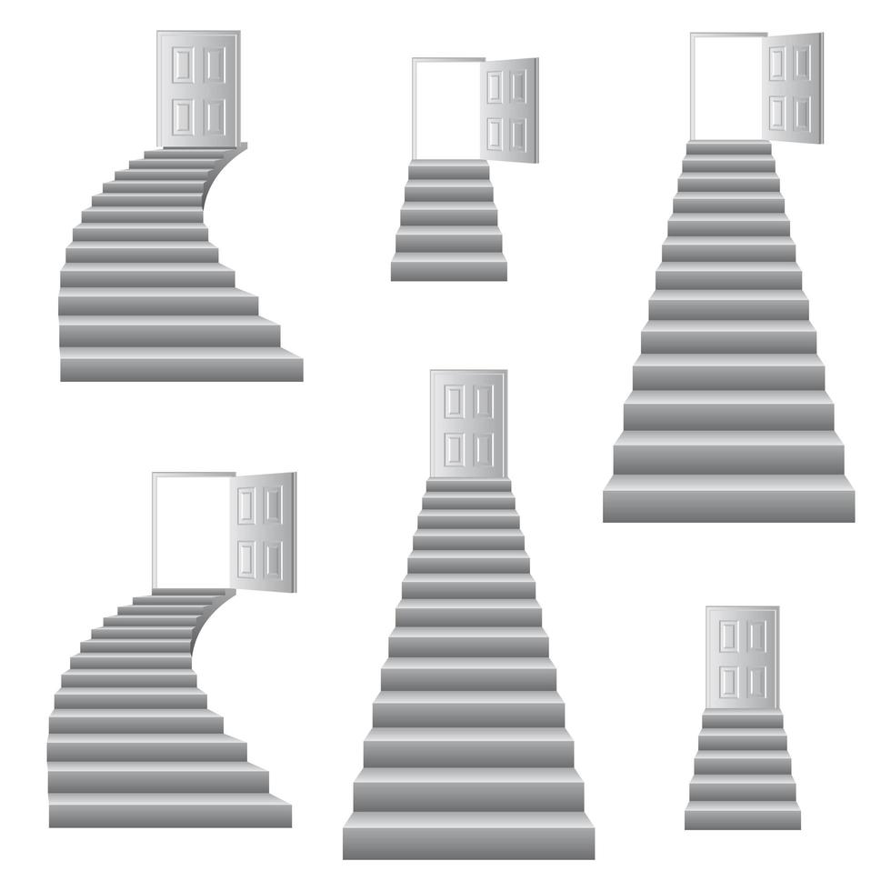 Stairs to door set vector