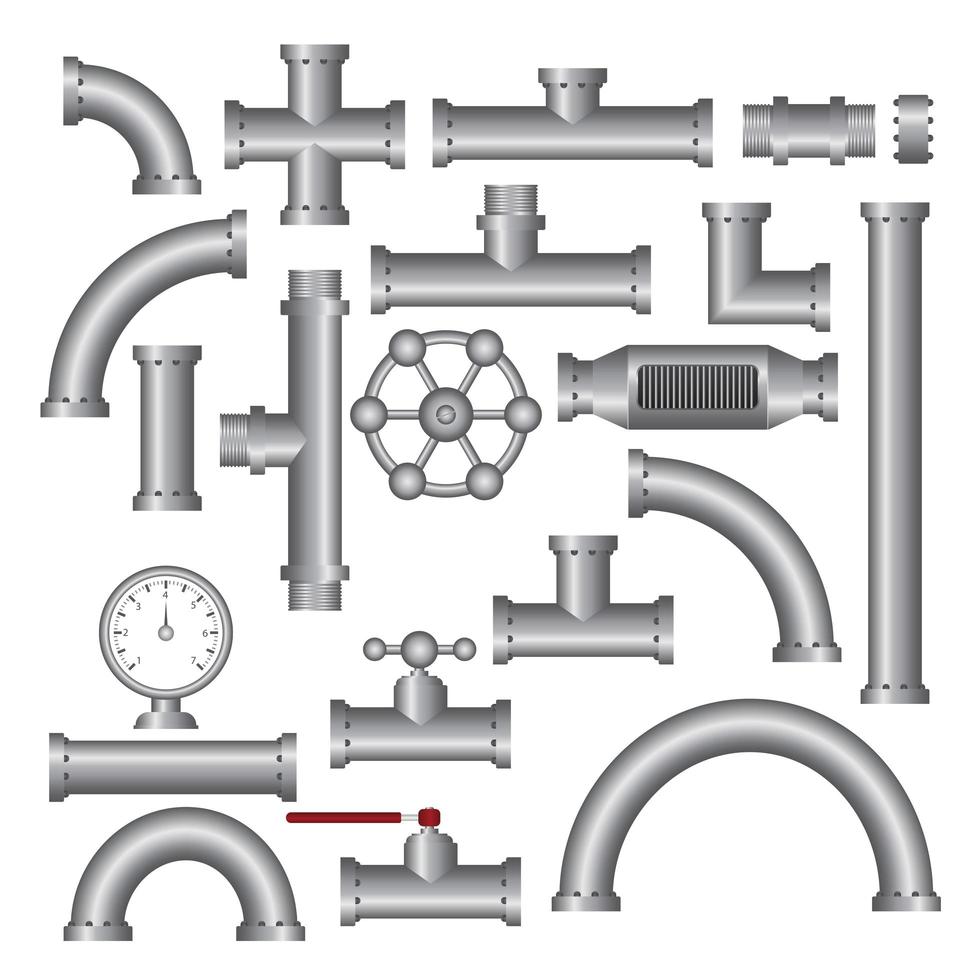 Steel pipe fittings vector