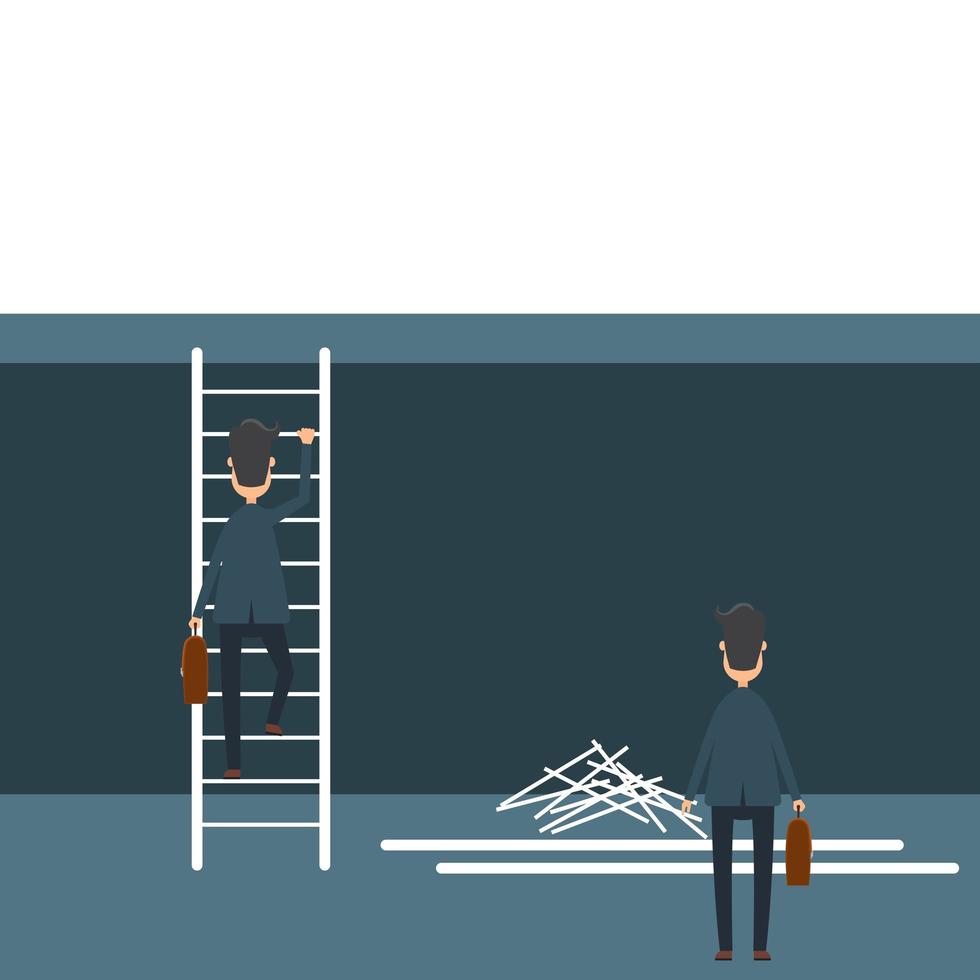 Broke ladder and climbing ladder business design vector