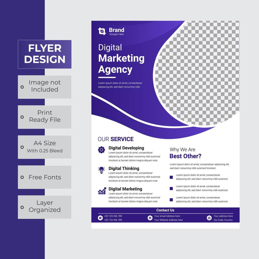 Curved purple on white flyer design vector