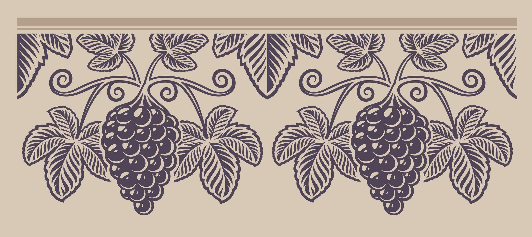 Vintage seamless branch grape pattern vector
