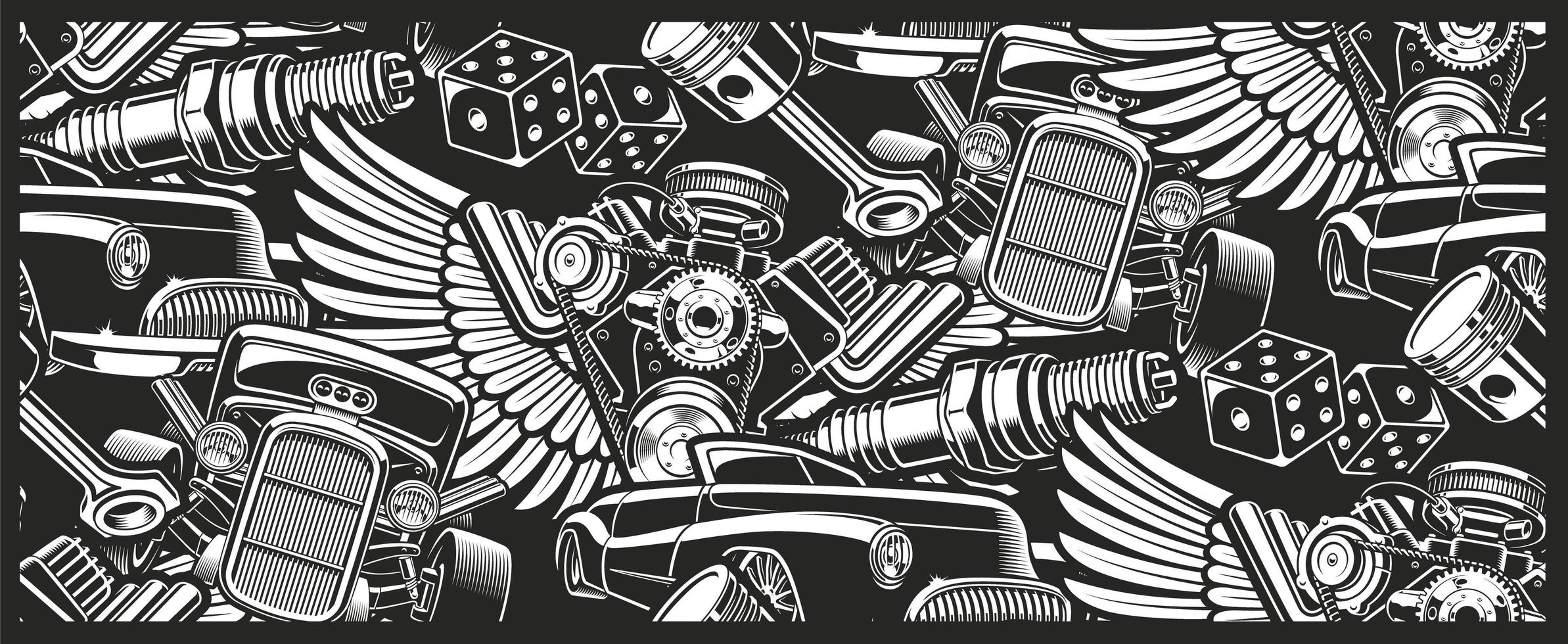 Seamless vintage car pattern vector