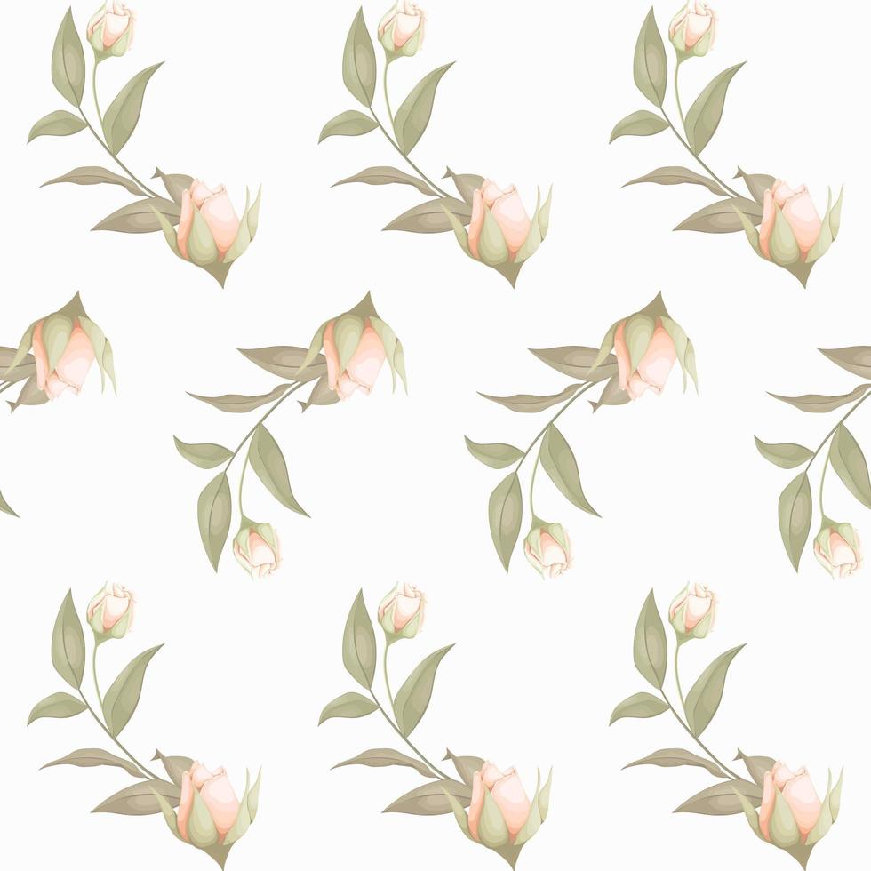 Floral seamless pattern with buds and leaves vector