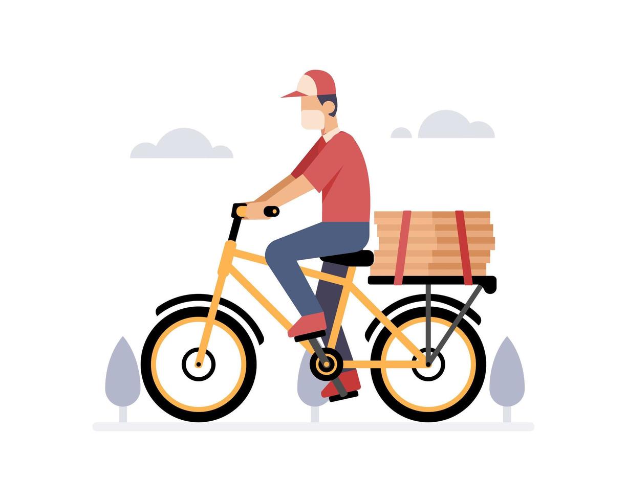 A bike courier delivering pizzas vector