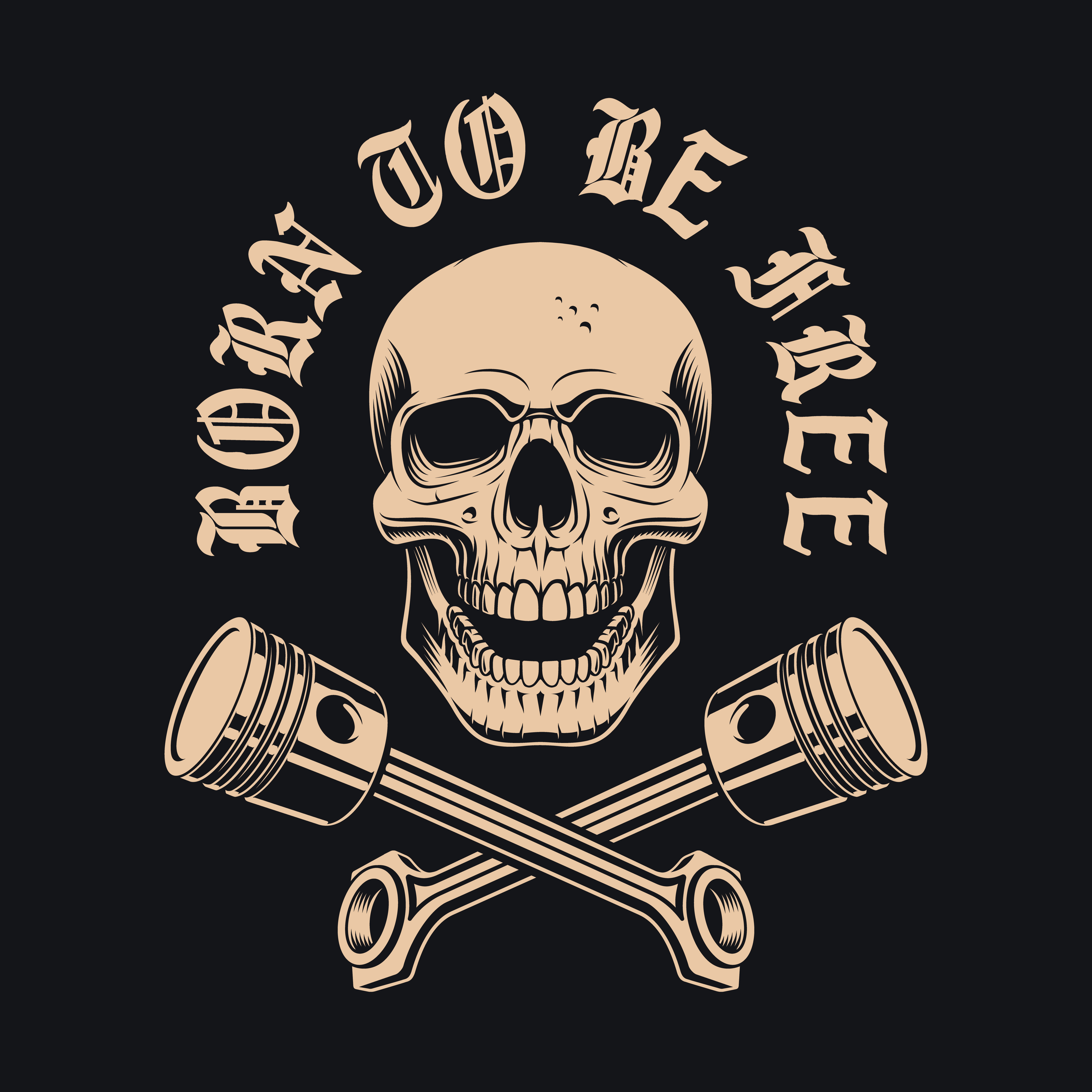 Skull with crossed pistons and lettering 1267193 Vector Art at Vecteezy