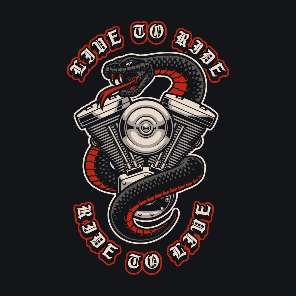 Snake with a motorcycle engine vector