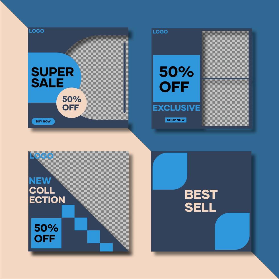 Social media post template in abstract style vector
