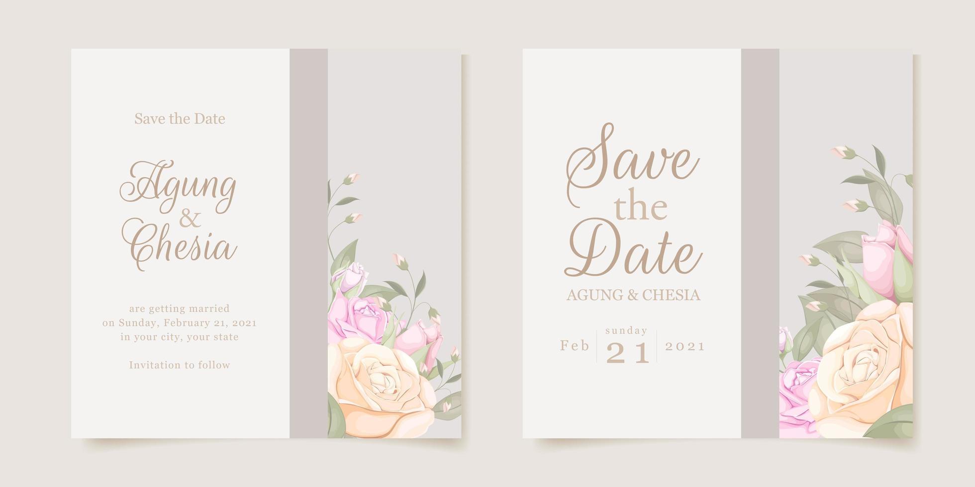 invitación de boda con flores vector