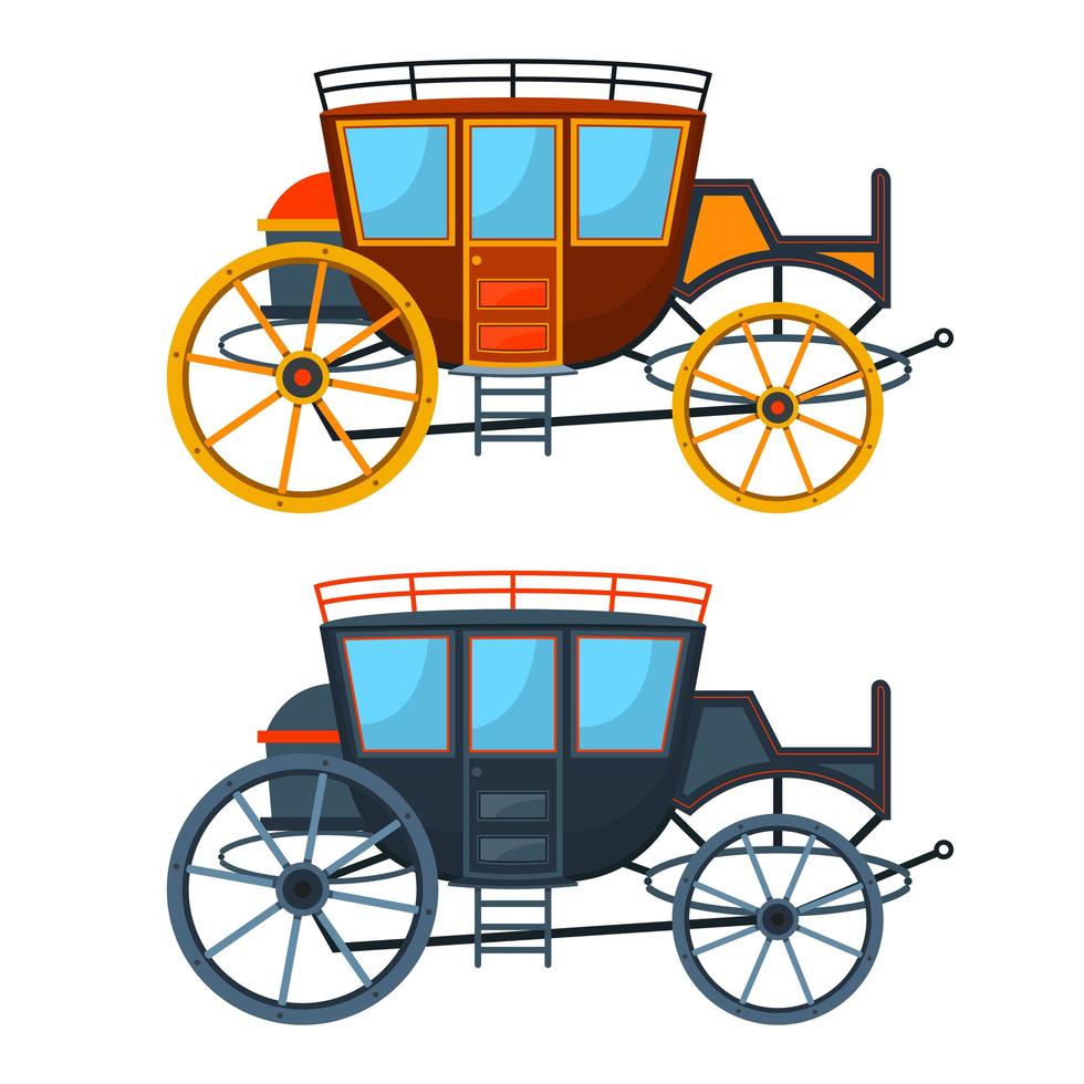 Retro carriages isolated vector