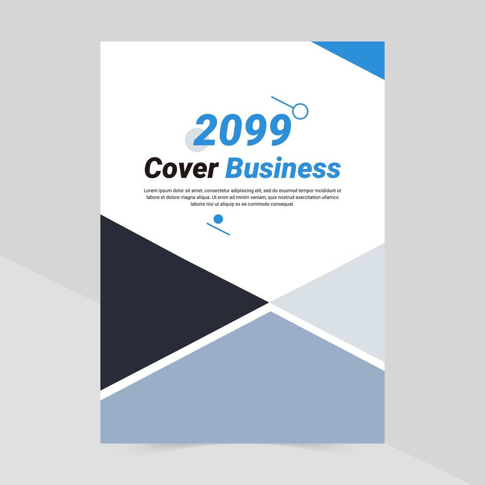 Business flyer with blue geometric shapes vector