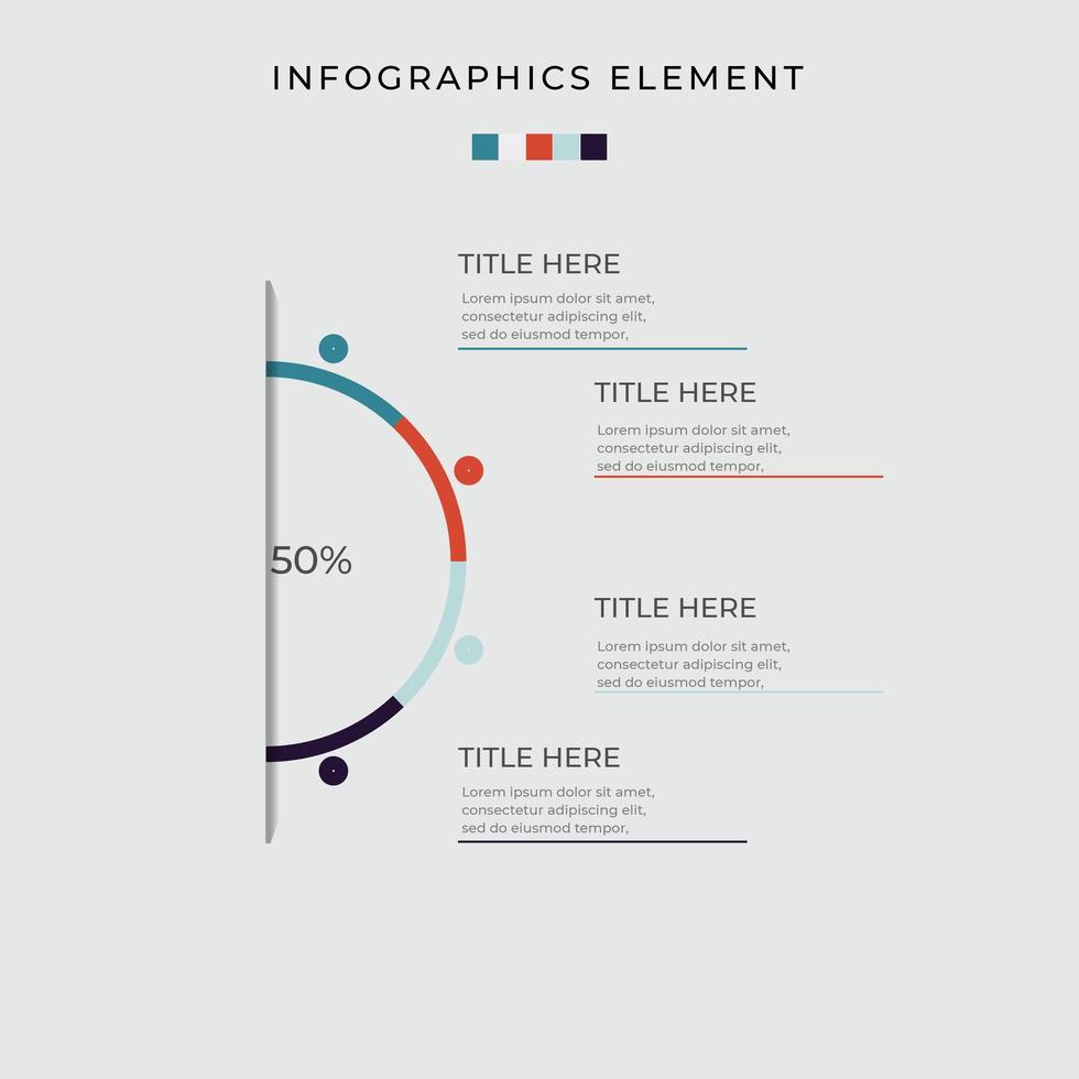 infografía de diagrama de medio círculo vector