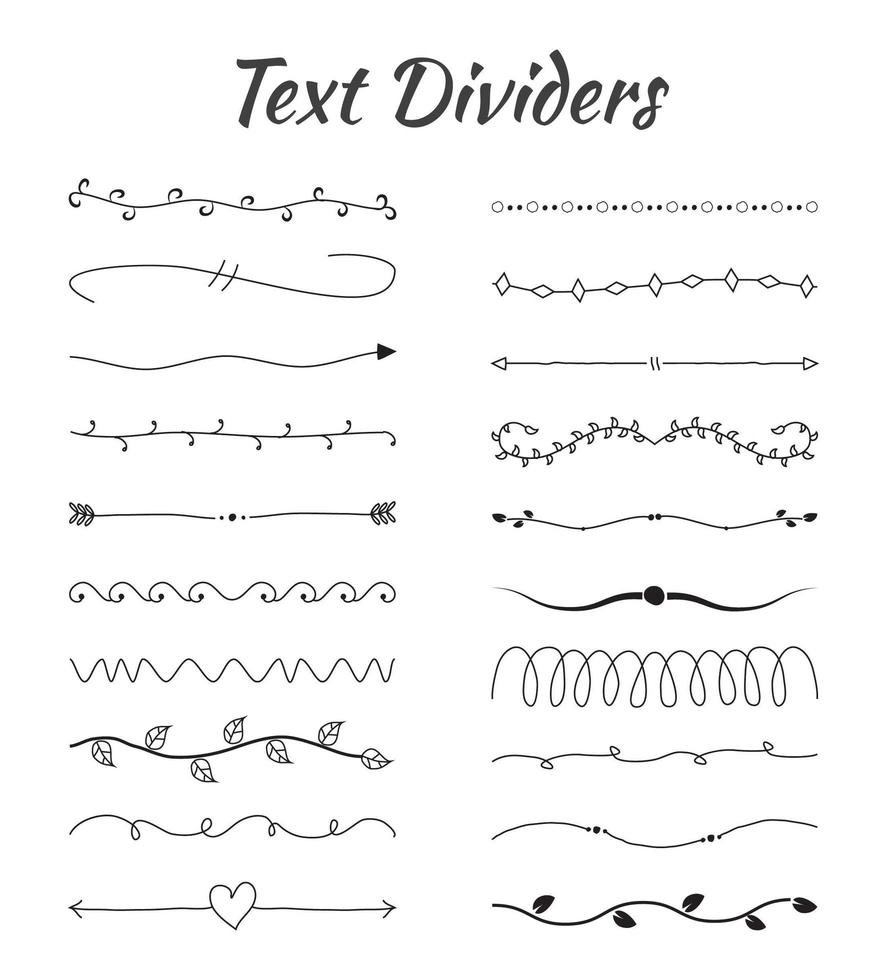 separadores de texto dibujados a mano vector