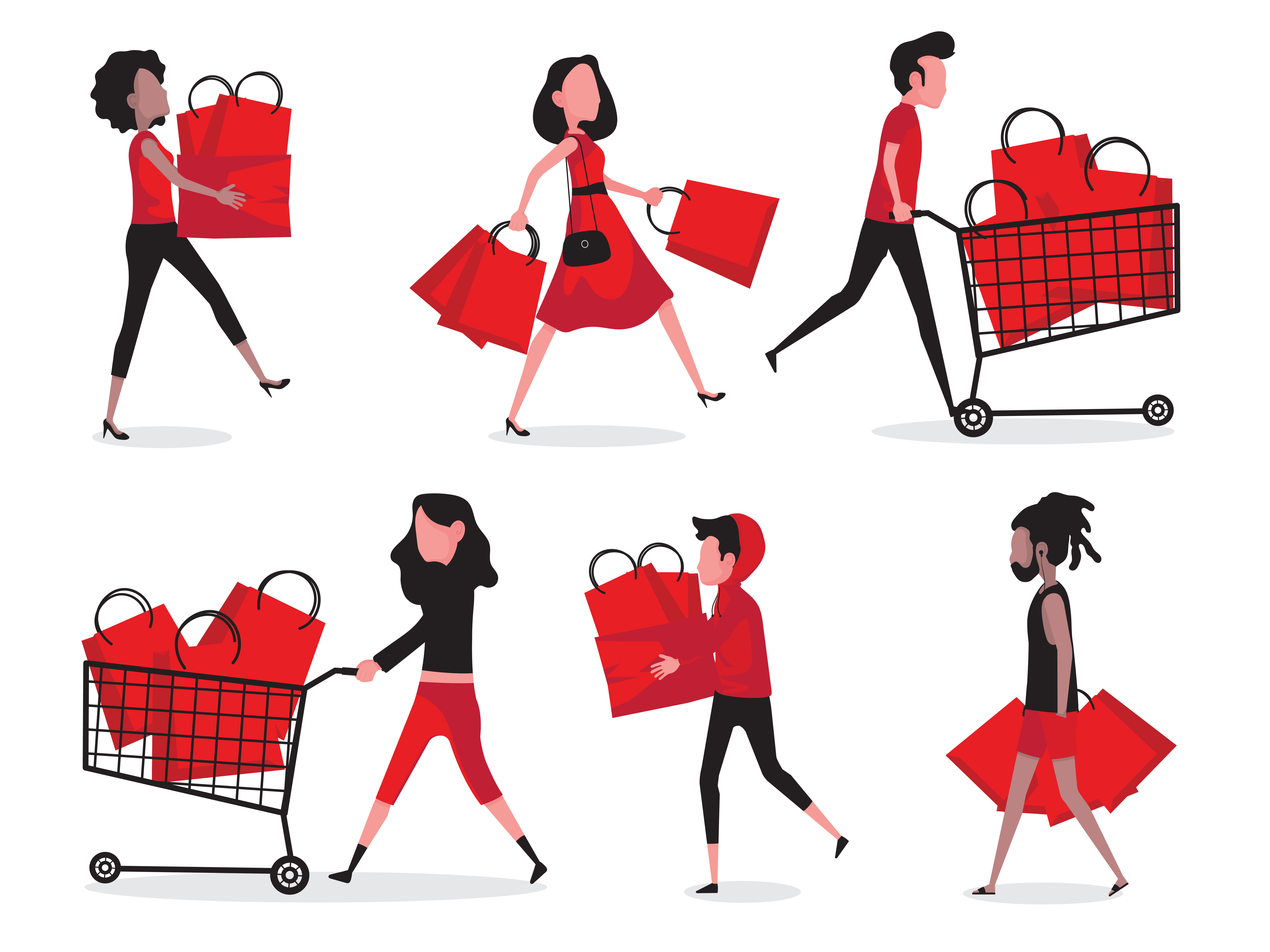 Shopping people set 1267303 Vector Art at Vecteezy