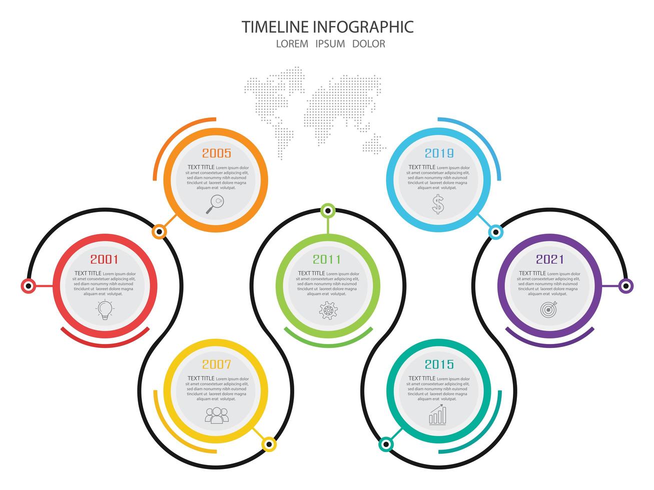 Colorful circle timeline infographic vector