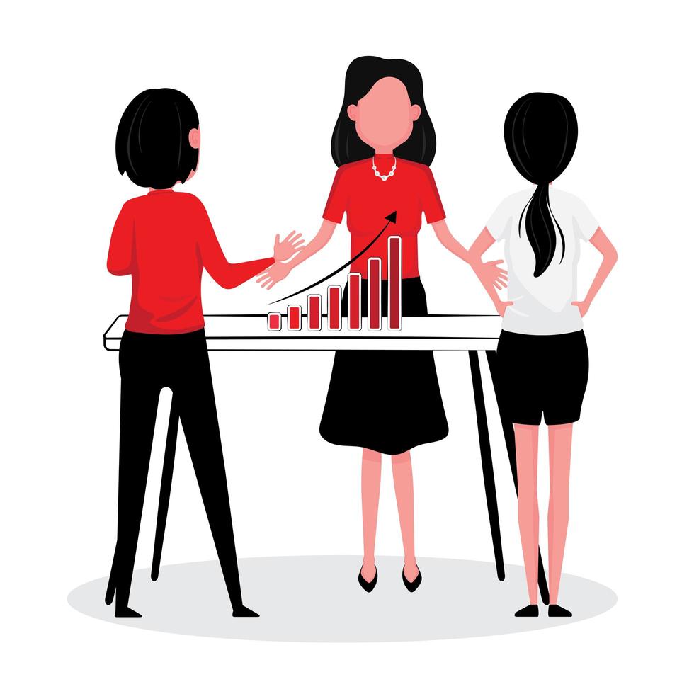 Business people looking at chart and working together vector