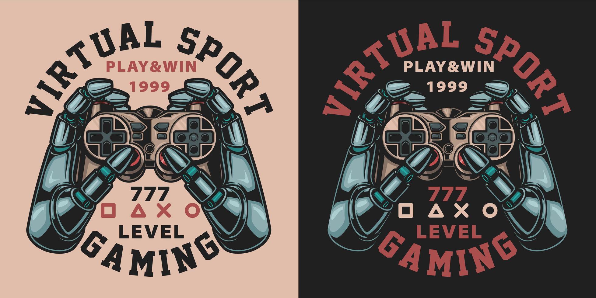 Set of vintage robot hands with video game controllers vector