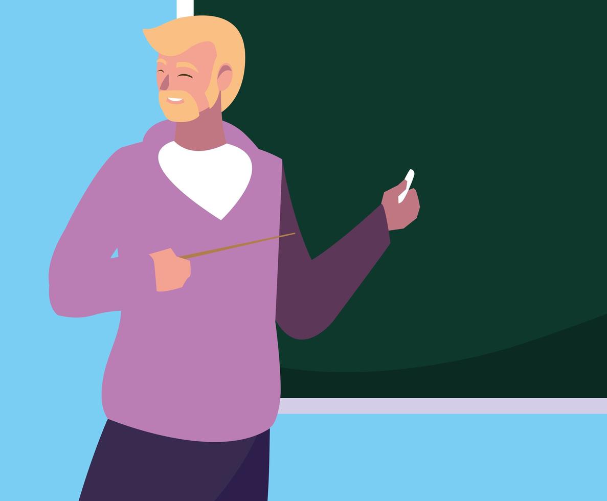 Teacher man with chalkboard  vector