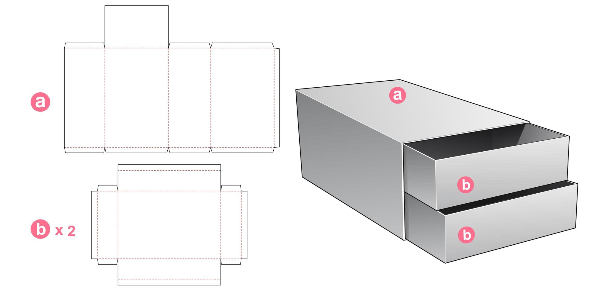 Caja de 2 cajones vector