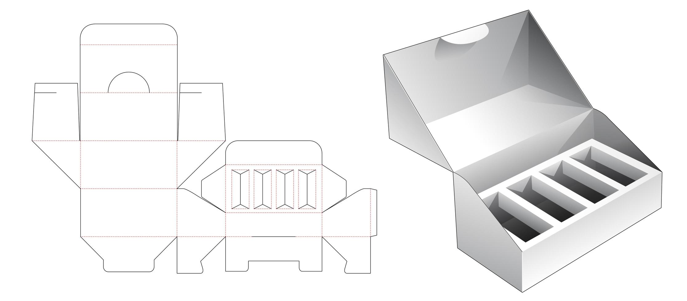 Embalaje de 1 pieza con soporte de inserción múltiple vector