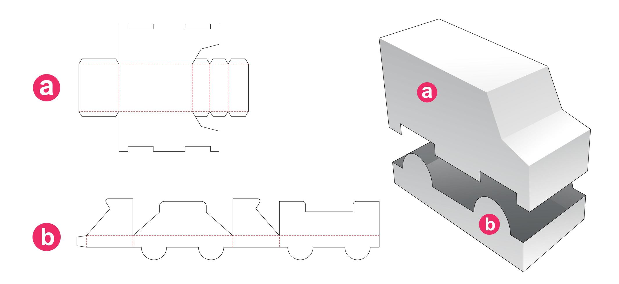 Truck shaped box and lid vector